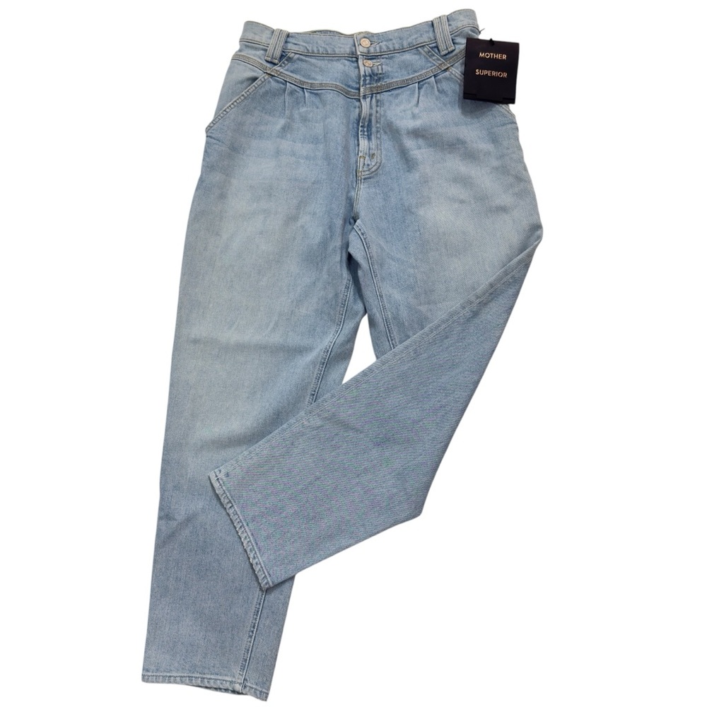 MOTHER Superior The Pleated Popular Peg Straight-Leg Jeans in Wash Intoxicated - Picture 3 of 8